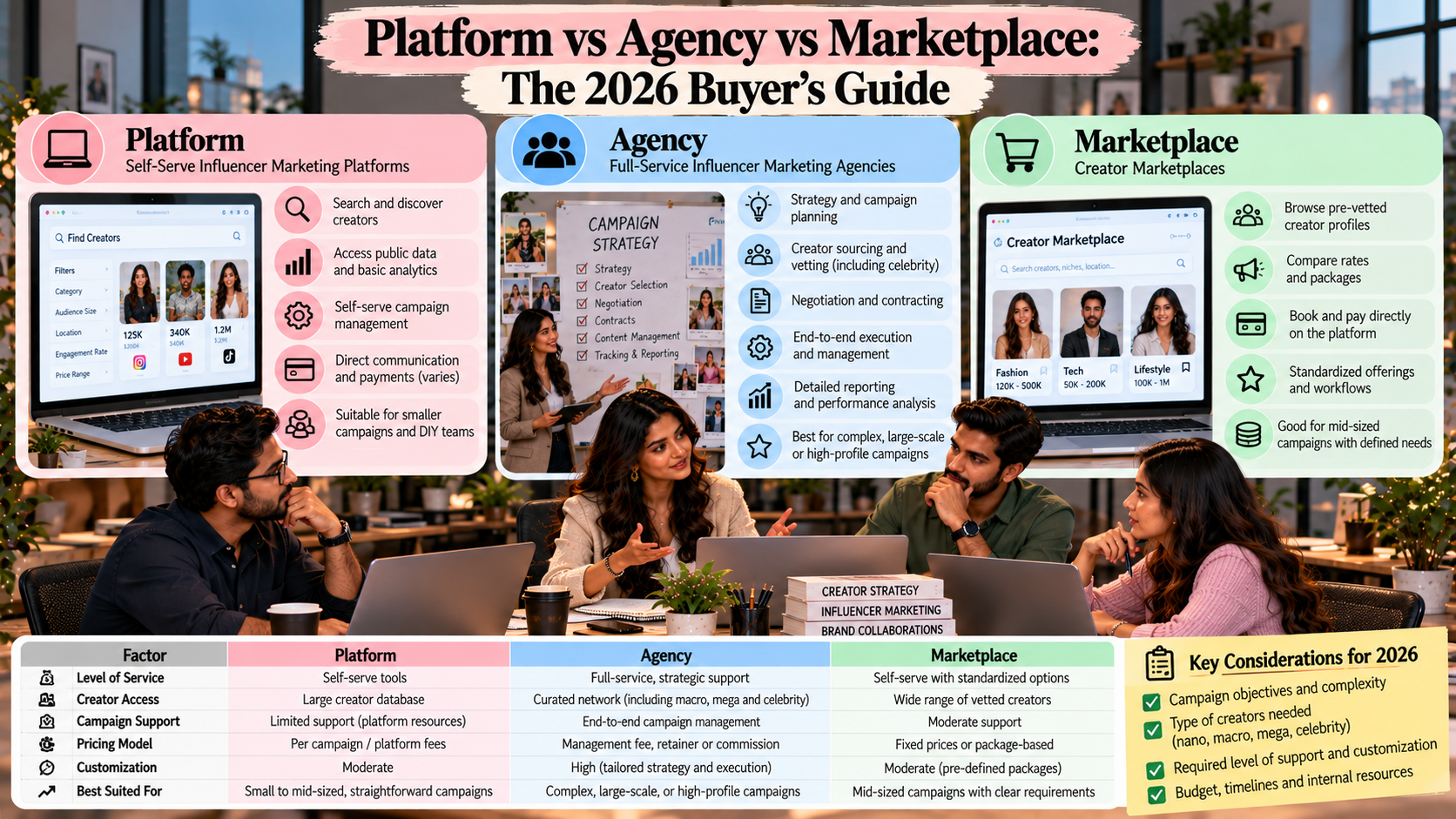 Platform vs Agency vs Marketplace: The 2026 Buyer's Guide