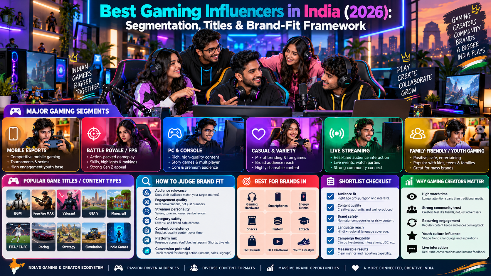 Best Gaming Influencers in India (2026): Segmentation, Titles & Brand-Fit Framework