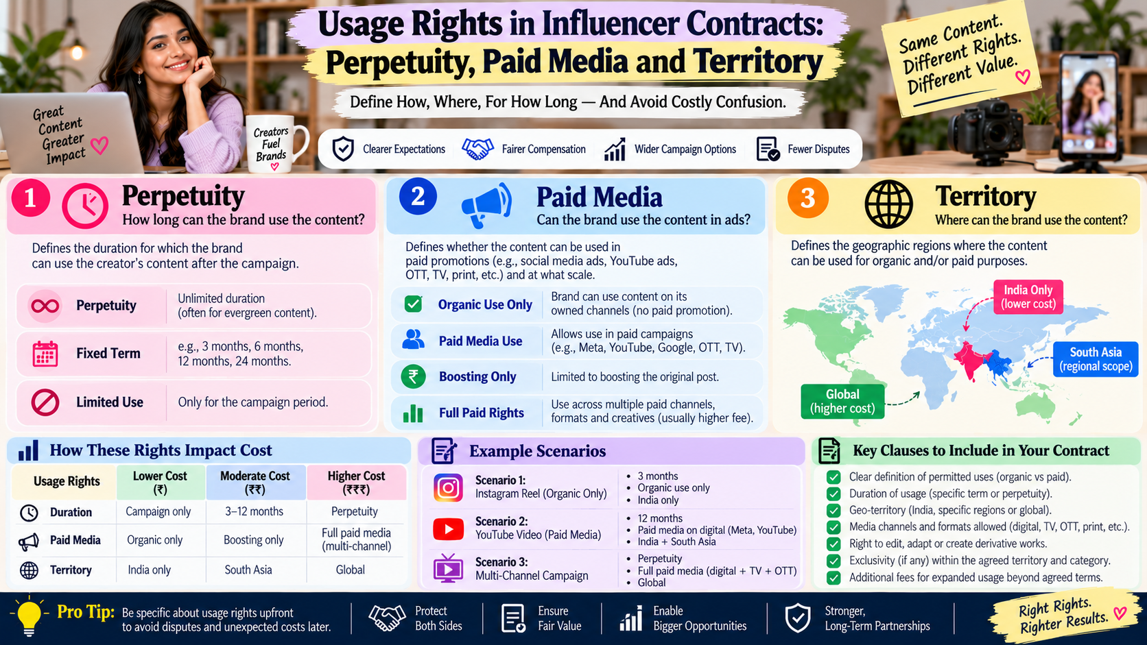 Usage Rights in Influencer Contracts: Perpetuity, Paid Media and Territory