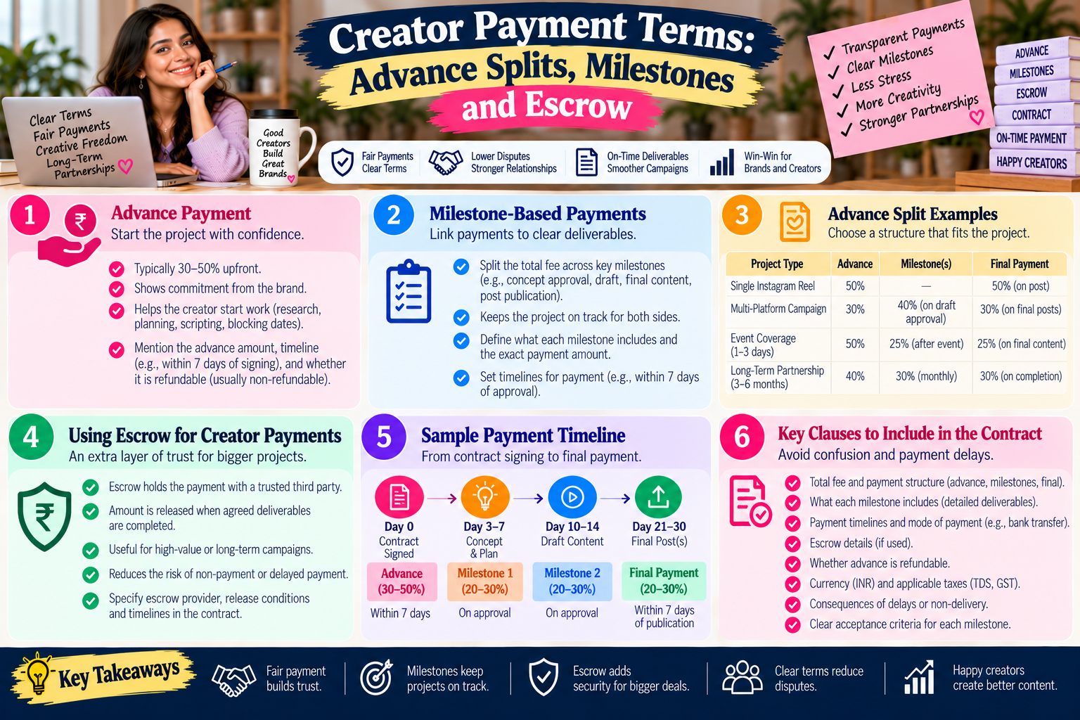 Creator Payment Terms: Advance Splits, Milestones and Escrow