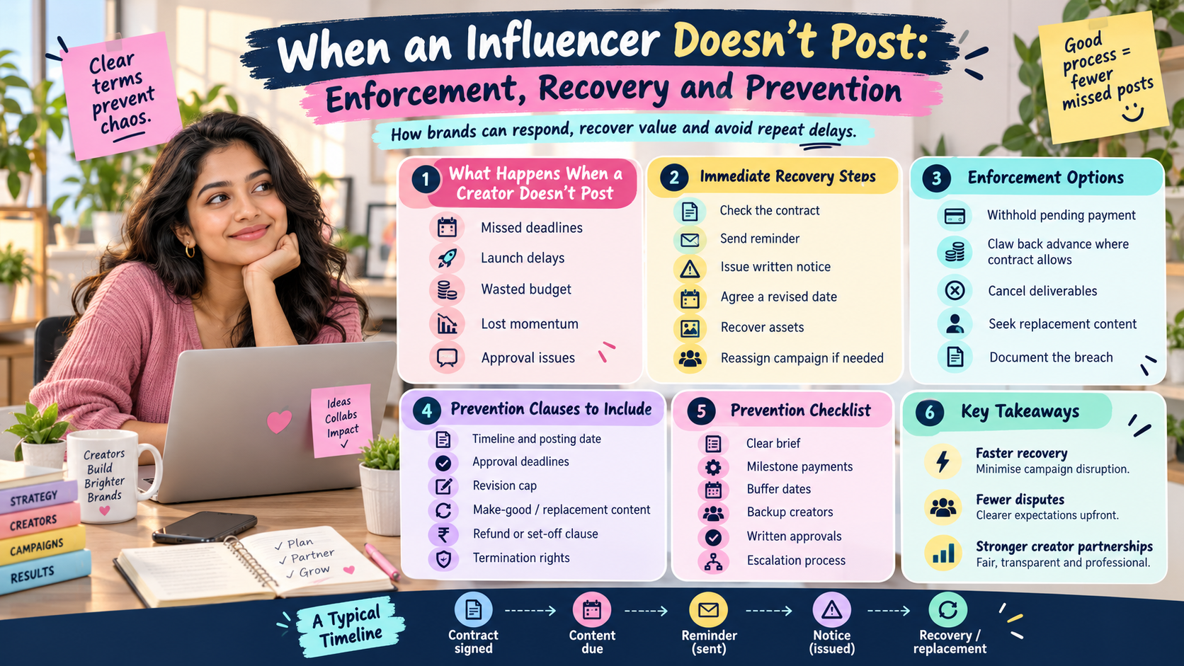 When an Influencer Doesn't Post: Enforcement, Recovery and Prevention