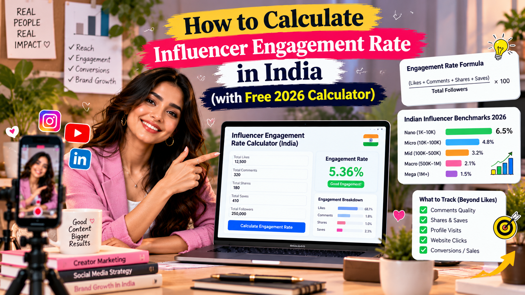 How to Calculate Influencer Engagement Rate in India (with Free 2026 Calculator)